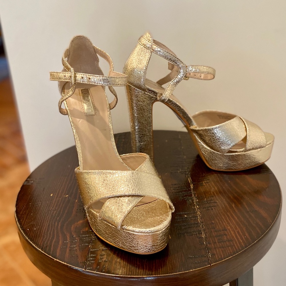 Gold platform heels